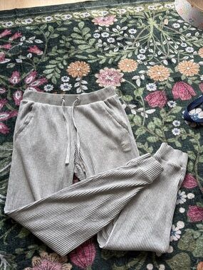 ALO Yoga Ribbed Drawstring Joggers in light grey